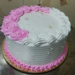 Pink & White Rosette Cream Cake
